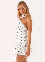 Minivestido Belina con Bufanda - Lunares Blancos