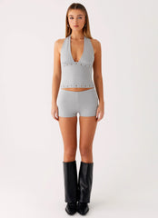 Top Cropped Roxy - Cinza