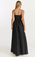 Vestido largo Louisa - Vestido con corsé deshuesado y espalda con cordones en negro