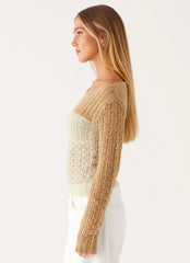Top de malha Gretchen - Menta com recorte