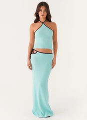 Top Halter de Crochê Cameron - Azul Claro