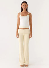 Pantalones de tiro bajo Renae - Amarillo bebé