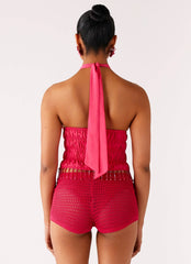 Blusa Teuila com Miçangas - Fúcsia