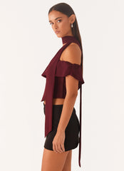 Blusa Cachecol Chiffon Trinity - Borgonha Profundo