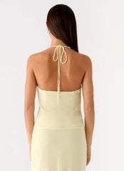 Top corto con cuello halter - Amarillo