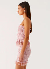 Top halter con abalorios Shari - Rosa