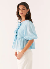 Top con nudo Western Wind - Azul