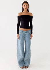 Calça Jeans Johnny Low Rise Wide Leg - Lavagem Azul Claro