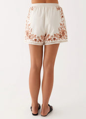 Pantalones cortos de lino de talle alto Dreamy Days - Marfil