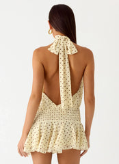 Minivestido de gasa Willow - Amarillo de lunares