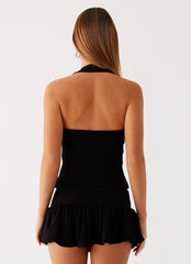 Minifalda-pantalón de talle bajo Vegas Nights - Negra