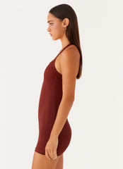 Minivestido de canalé Magda - Marrón