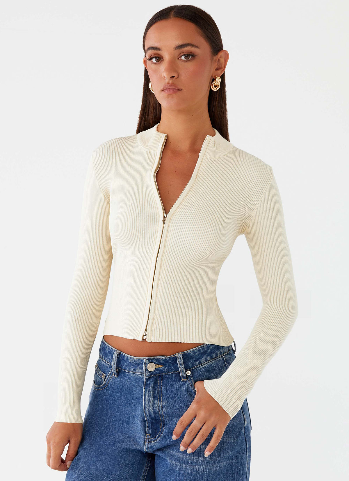 Blusa de Tricô Manga Longa Tilly - Creme