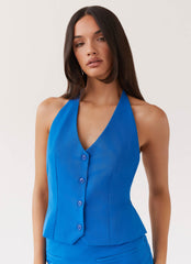 Top tipo chaleco halter Sarah - Cobalto