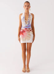 Minivestido No Time - Estampado floral White Sea