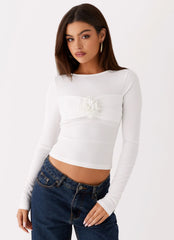 Blusa Branca Jeyda Manga Longa Rose