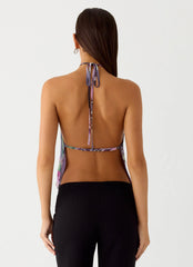 Top halter Twisted Love - Romance floral degradado