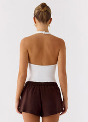 Pantalón Corto de Chándal Tiro Bajo Signature - Chocolate