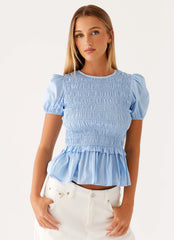 Blusa Izzy Franzida - Azul