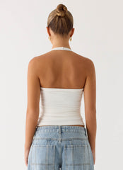 Top Halter Canelado Naturi - Branco