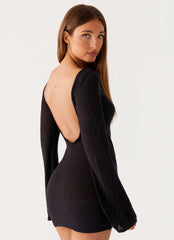 Minivestido Niella cruzado de manga larga - Negro