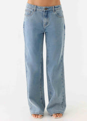 Aesha Jeans de mezclilla de talle bajo - Mezclilla clara
