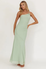 Vestido longo de um ombro só com fivela We Belong Together Mint