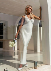 Vestido Maxi de Cetim Heavy Hearted - Pérola