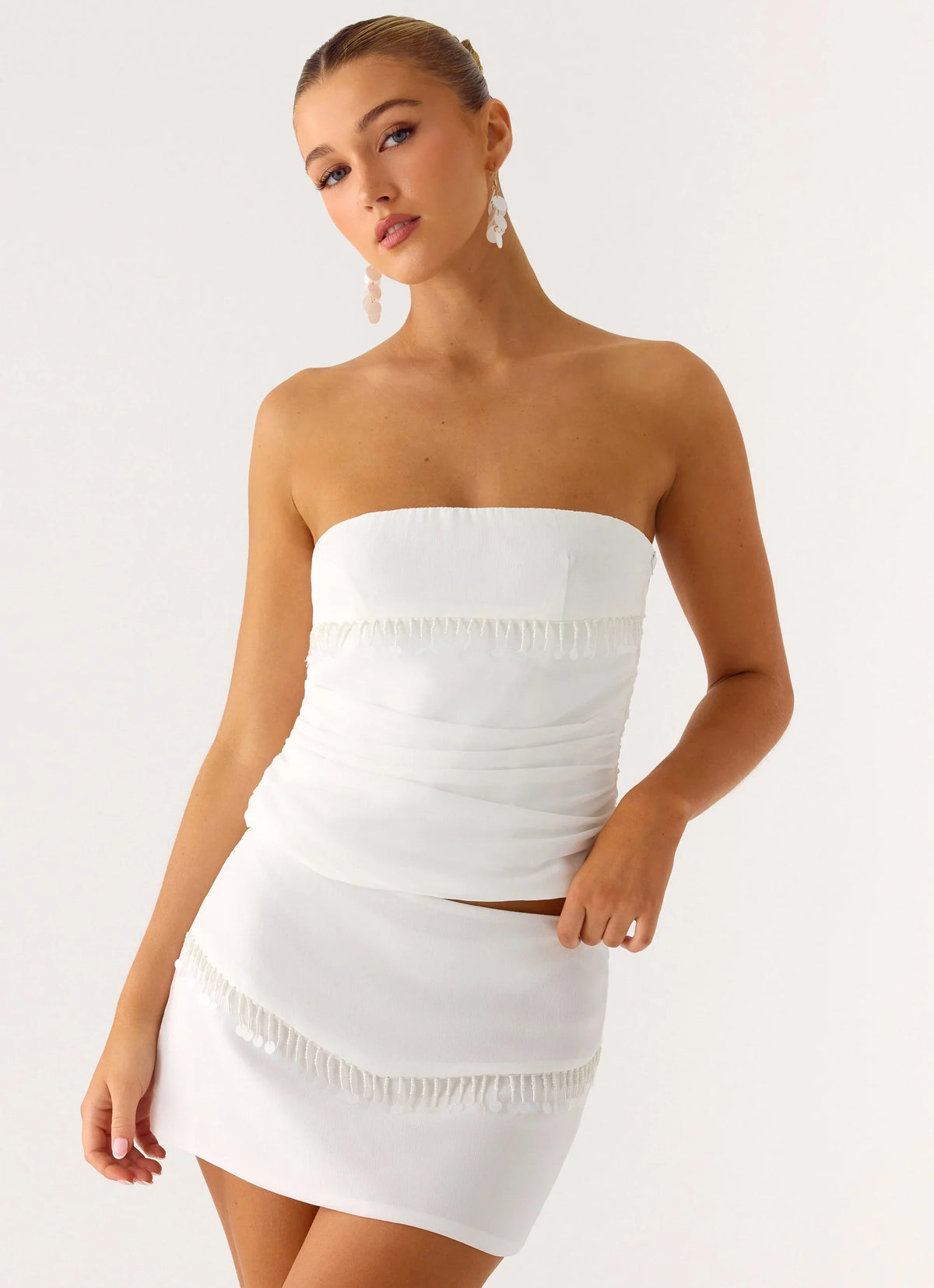 Top de abalorios Perfect Celebrity - Blanco