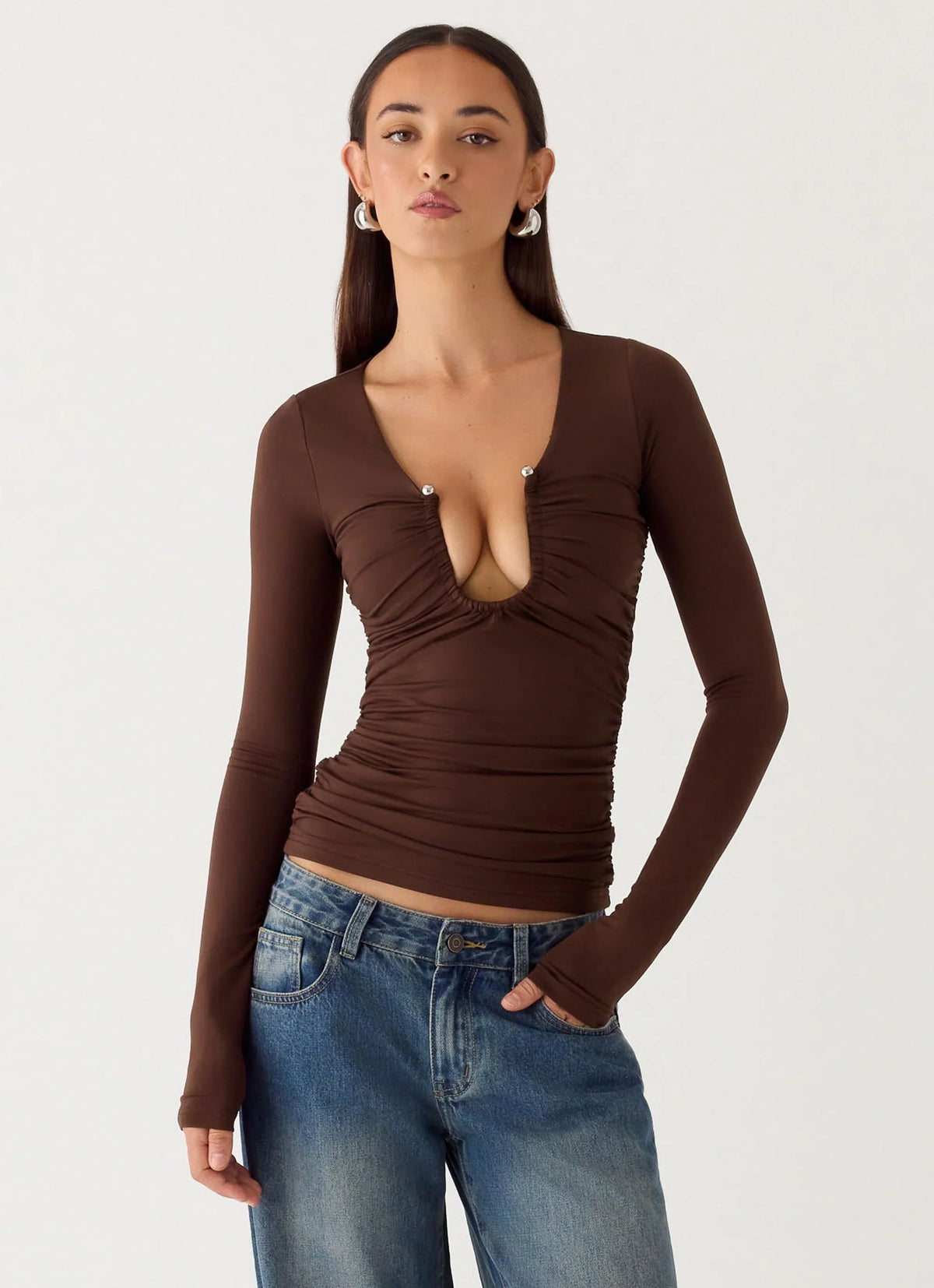 Blusa Francis Manga Longa - Chocolate