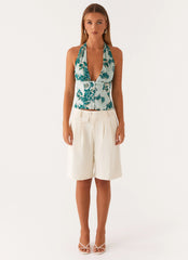 Top tipo halter "Hagamos de cuenta" - Estampado floral Cloud Nine