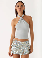 Merinda Mini Falda pantalón - Azul Brumoso