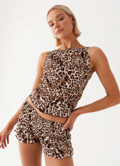 Top Messina fruncido - Estampado de leopardo