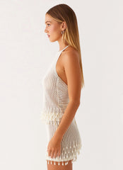 Top de ganchillo halter Escorpio - Marfil