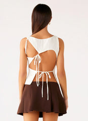 Cypriana Tie Back Top - White
