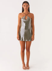 Minivestido con espalda drapeada Radiant Energy - Oliva