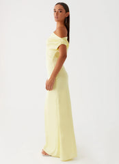 Vestido Maxi de Cetim Heart Of Glass - Amarelo