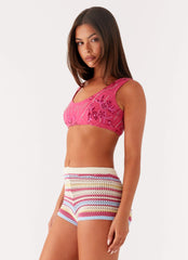 Top corto de lentejuelas Mercer - Fucsia