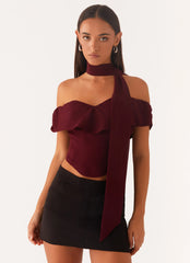 Blusa Cachecol Chiffon Trinity - Borgonha Profundo