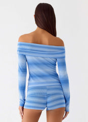 Blusa Tricô La Luna Bardot - Cerúleo