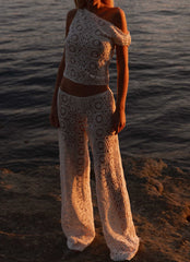 Pantalones de ganchillo Ibiza - Marfil