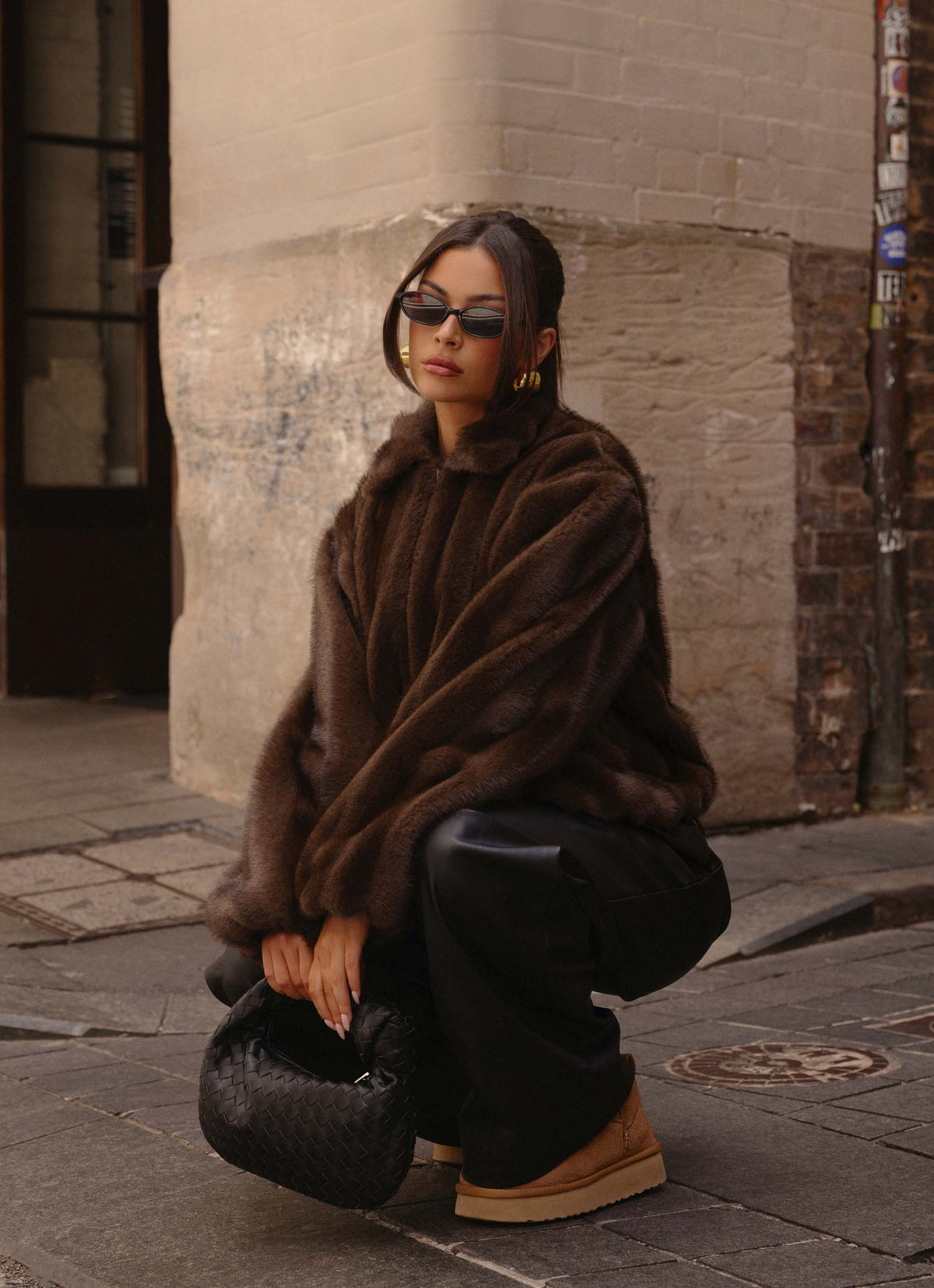 Chaqueta de piel sintética Naylor - Chocolate