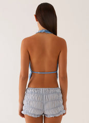 Top halter de cuello desbocado Rio Dreams - Azul