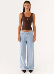 Camiseta sin mangas distintiva - Chocolate