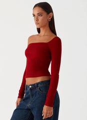Blusa Manga Longa Assimétrica Talia - Vermelha