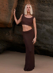 Top Cropped de Tricô Season Fever - Chocolate