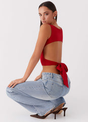 Blusa Saskie com Amarração - Vermelho Rubi