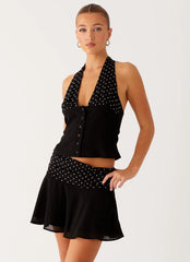 Top halter Devoted - Lunares negros