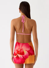 Minivestido Yura - Estampa Floral Laranja