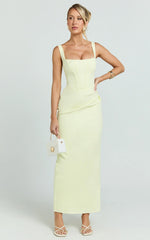 Vestido maxi Karlie - Vestido ajustado de cuello redondo en color limón